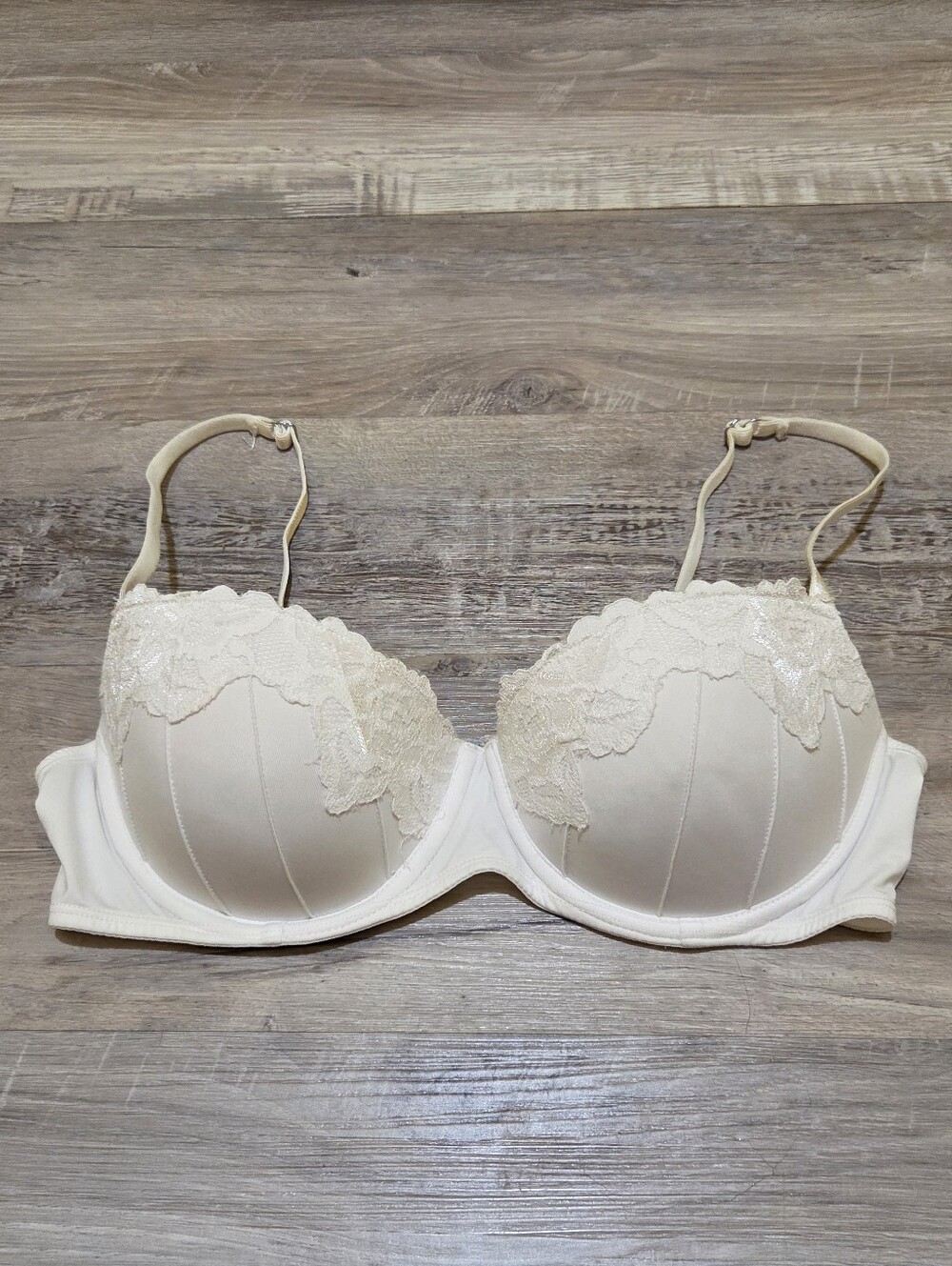 Candies Ivory Lace Trim Balconette Bra 36C